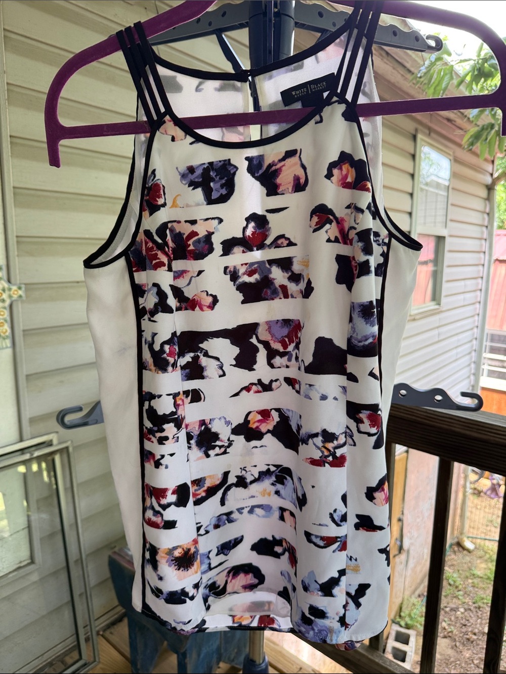 White House Black Market women’s small top lined Abstract Strappy Tank